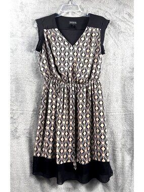 En Focus Studio Womens Geometric Patterned Dress Black & Beige Size 10